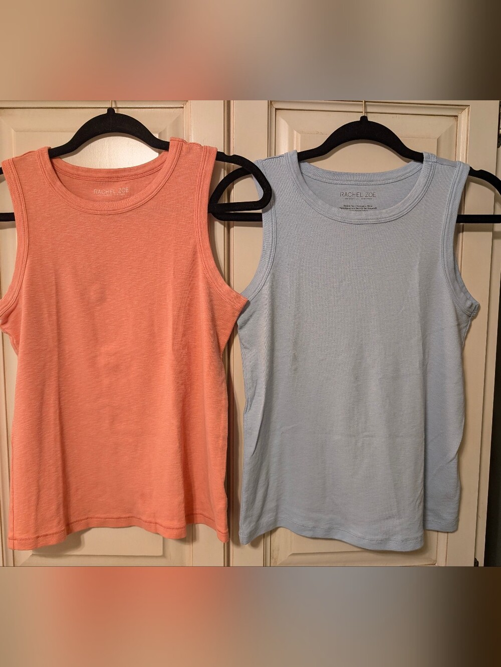 Rachel Zoe Women’s Scoop Neck Tank Top - Coral and Light Blue